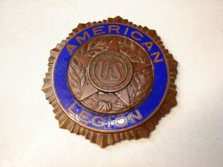 Antique American Legion Enamel & Metal Car Grille Badge Emblem 3 "