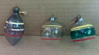 3 Vintage Christmas Tree Glass Ornaments World War Ii Era Unsilvered