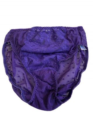 Vintage 70’s Purple Polka Dot Lace Brief Bikini Sissy Panties Hi - Leg Medium