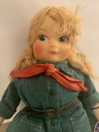 Vintage 1946 Georgene Novelties Girl Scout Cloth Doll