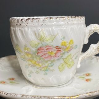 Antique Carl Tielsch C.  T Demitasse Cup & Saucer Made In Germany C.  1875 - 1895