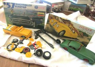 Vintage Toy Car Model Kit Parts Lindberg 1957 Chevrolet Ragtop Aurora Jaguar