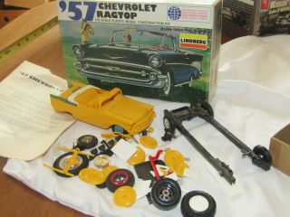 vintage toy car model kit parts Lindberg 1957 Chevrolet ragtop aurora jaguar 2