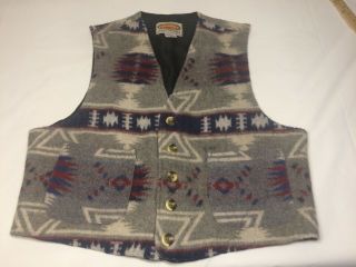 Vintage Paragraff Southwestern Blanket Vest Southwestern Wool Blend W/ Pockets M