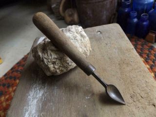 Primitive Antique Hand Held Fruit Pitter Stoner Cast Iron & Wood