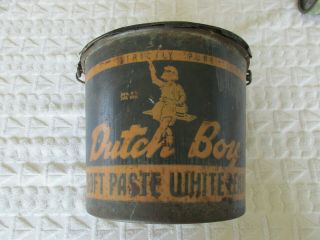 Antique Dutch Boy Soft Paste White Lead 25 Pound Bucket W/lid Very Rare
