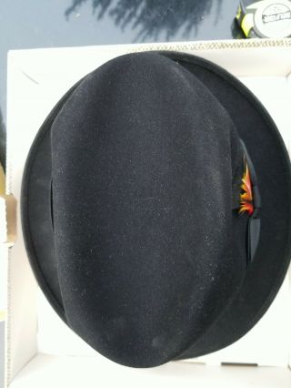 Royal Stetson Men ' s Fedora Hat Vintage Black Size 7 3/8 With Feather 2
