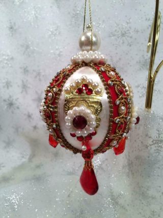 Vintage June Zimonick Inspired Red Christmas Ornament Completed From Kit