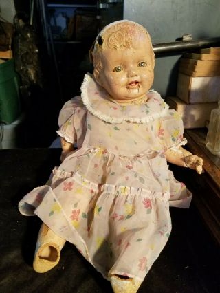 Antique Vintage 26 " Composition Doll W/ Sleepy Eyes Very Rough Shape