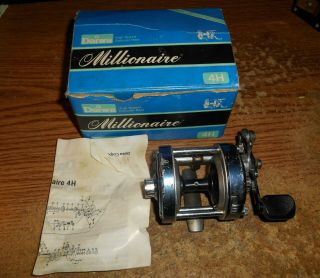 Vintage Daiwa Millionaire 4h Hi - Speed Baitcasting Reel/in Box/tough
