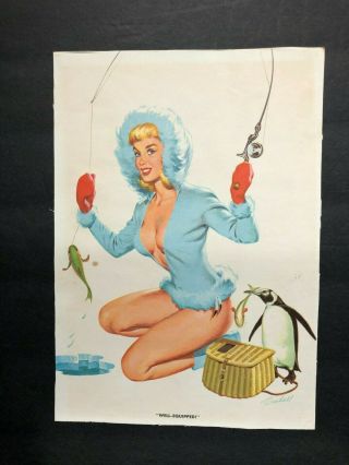 Bill Randall " Well - Equipped " - 1950s Pin - Up Calendar Page/hand Trimmed