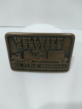 1982 Solid Brass Hand Made Wellnite Services Oil Field Belt Buckles.