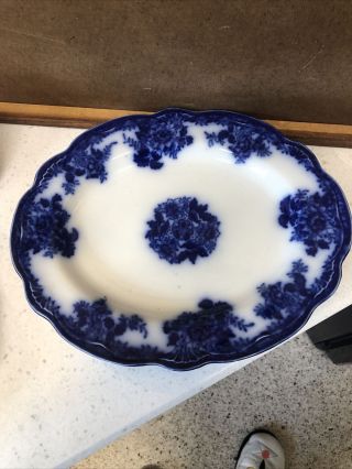 Antique Flow Blue 11” Oval Platter