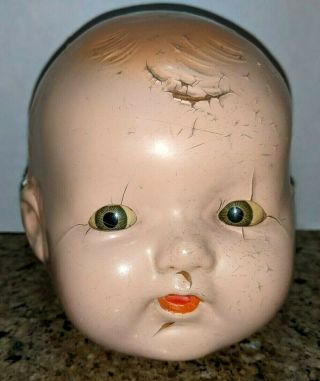 Antique Composition Baby Doll Head Moving Eyes Creepy,  Spooky,  Odd,  Scary