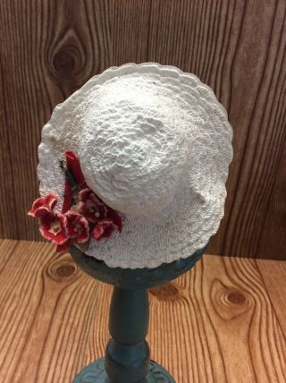Vintage Doll Hat Cissette Jill Ginny Little Miss Revlon Muffie White Red Flowers