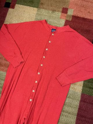 Vintage Duofold Union Suit Long Johns Thermal Underwear Men’s Large Red Usa Made