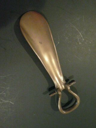 Vintage Antique Solid Brass Shoe Horn Stirrup Handle 7 " Long