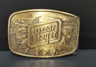 Vintage 1982 Oscar Mayer Brass Belt Buckle -