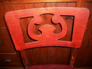 VTG MID CENTURY DURALITE PLASTIC Co.  Wood Folding Chair w/Red Vinyl Seat 2 2
