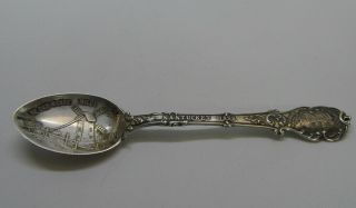 Antique STERLING SILVER Nantucket,  Mass SOUVENIR SPOON Ye Old Wynde Mille House 2