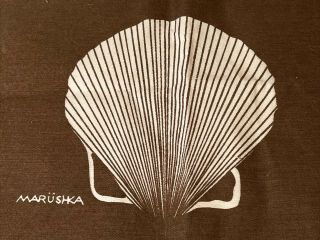 Vintage Marushka Shell 1970s Linen Textile Fabric Art Screen Print Mid Century