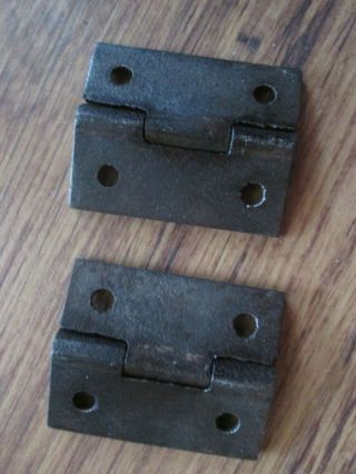 PR Small Old Vintage Cast Iron Cabinet Door Butt Hinges 2 
