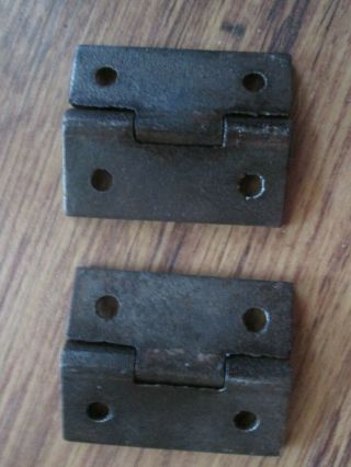 PR Small Old Vintage Cast Iron Cabinet Door Butt Hinges 2 