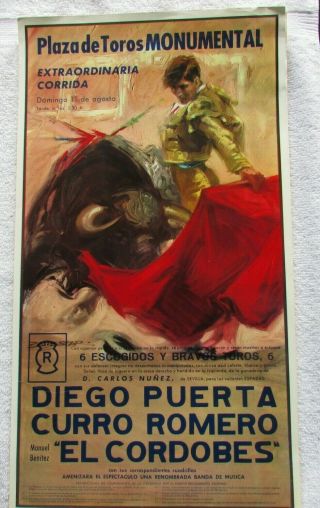 (2) - Bull Fighting Posters - - Printed Spain - - Paco Camino - - Diego Puerta - 1961 - 1964