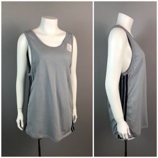 Vintage Nos 80s Gray & Black Stripe Sleeveless Tank Top Cotton Shirt Unisex S/m