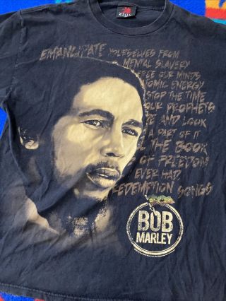 Vintage Bob Marley T Shirt Black XL Zion Big Face Graphic All Over Print 2