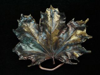 Oa03165 Nos Vintage 1974 Cut - Out Maple Leaf Nature Art Bergamot Buckle