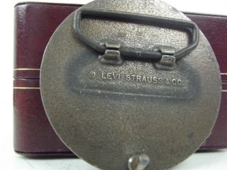 Vtg 80 ' s Levi Strauss Company Riveted Jeans Trademark 1873 Belt Buckle 2