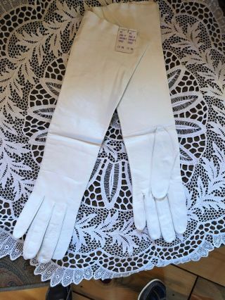 Vtg Edeltan Guibert Freres White France Leather Long Opera Gloves Bloomingdales