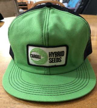 Vintage Cargill Hybrid Seeds Mesh Snapback Trucker Hat Rare Green W/black Mesh