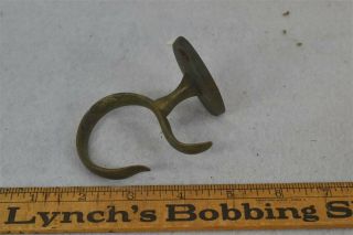 Early Period Fireplace Jamb Hook Solid Brass Dirty Wall Mount 19th C