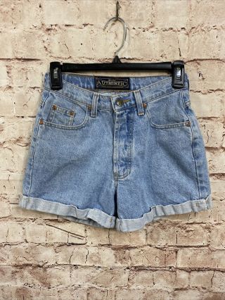 High Rise Waist Denim Womens Denim Shorts Size 5 6 Vintage Mom Blue Jean