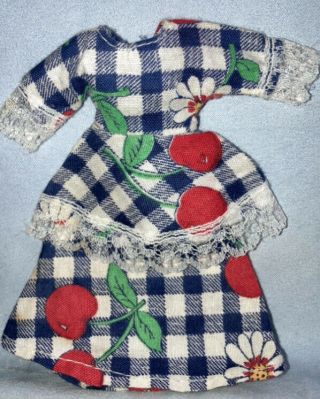 4 Vintage Pippa Topper Dawn Cherries And Blue Gingham Check Long Dress - No Doll