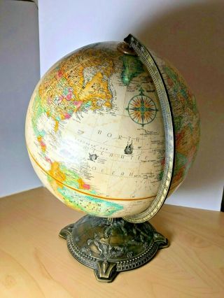 Antique Globemaster 12inch Diameter World Globe Brass Base Stand,
