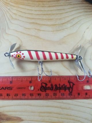 Vintage Eger Bait Co.  Dillinger Wooden Fishing Lure Stamped Spinners Cool Colors