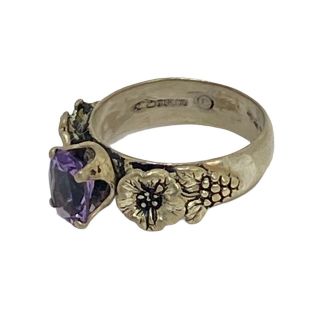 Vintage Sarah Coventry Sterling Silver 925 Amethyst Flower Floral Ring Sz 6