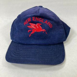 Vintage Corduroy Mobil Gas Pegasus England Snapback Hat