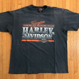Vintage Harley Davidson T - Shirt Men Sz Xl 80s - 90s 100 Cotton Black 3d Emblem