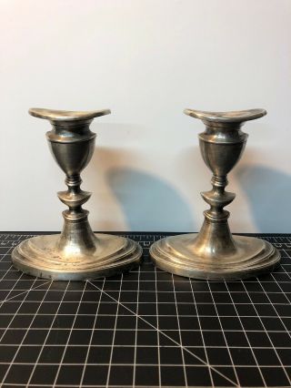Vintage Silver Plated Candle Sticks Made In England 5” Candle Holder Pair