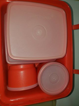 Vintage Tupperware 1254 Pack N Carry Lunch Box with Handle w/other containers 2