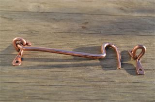 Shaker Style Hand Made Copper 6 Inch Hook And Eye Latch Door Hook