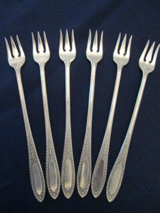 Set 6 Seafood Forks Vintage Wm Rogers Oneida Silverplate: Ramona Pattern Exc