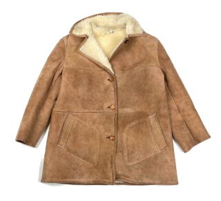 Vtg Marlboro Man Style Brown Sherpa Lined Coat Jacket Button - Up Men 