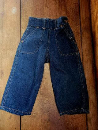Vintage 1950s Round House Blue Toddler/baby Jeans Denim Rivet