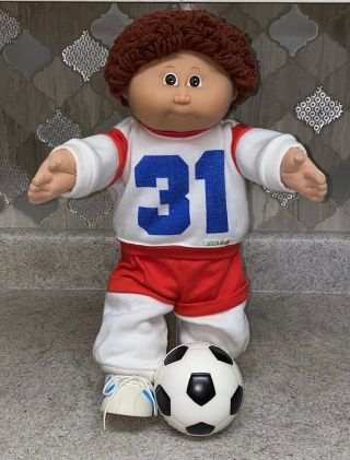 Vintage 1985 Cabbage Patch Doll Boy In W/soccer Ball