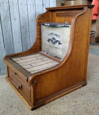 Antique Carved Oak Mccaskey Register Co.  Credit Cash Register Filing Cabinet
